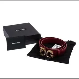 Dolce & Gabbana Gold Pearl Belt - Maroon Leather Dolce & Gabbana | Accessories | Dolce Gabbana Gold Pearl  main image 2